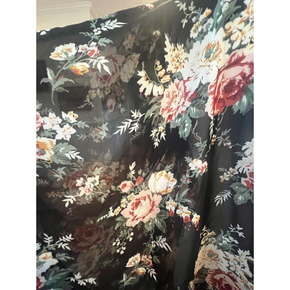 TRY THIS COVER UP BLACK SHEER FLORAL FLOWY WOMENS SIZE SMALL - Picture 5 of 7